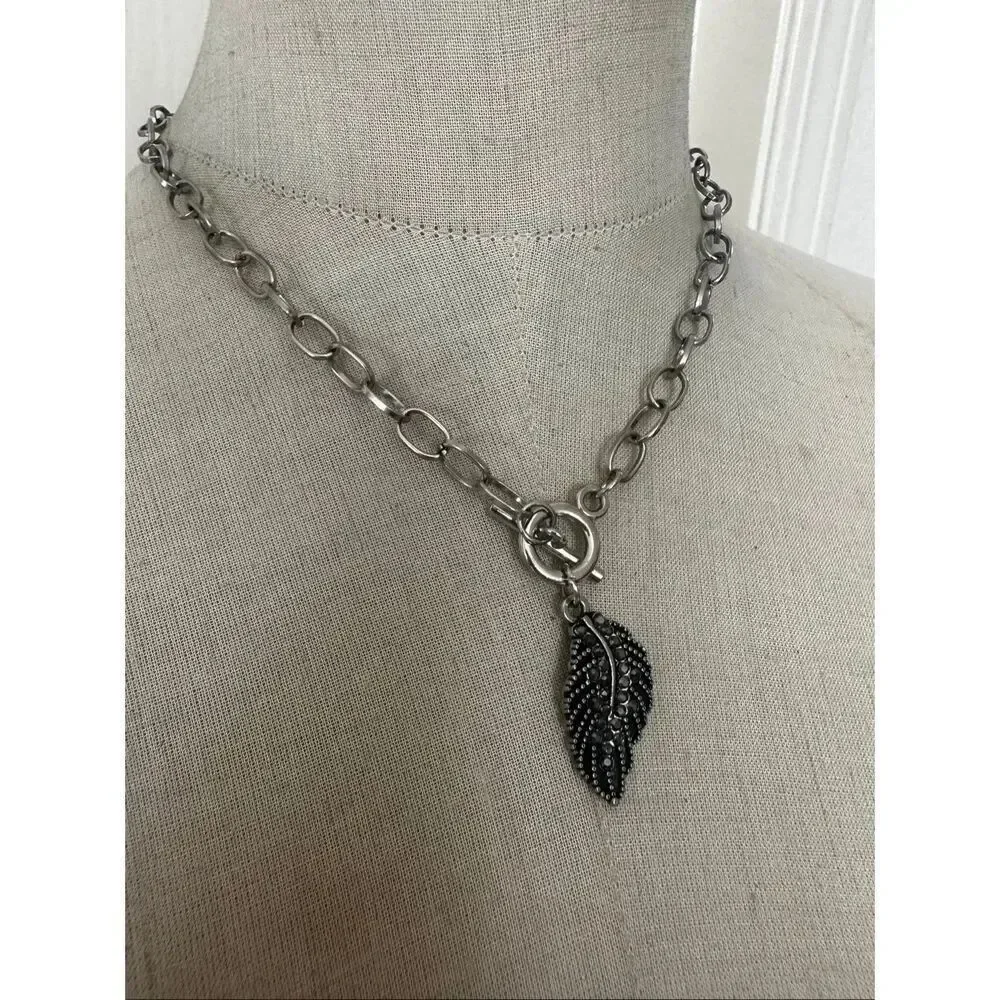 Marcasite-Style Leaf Toggle Necklace marcasite style